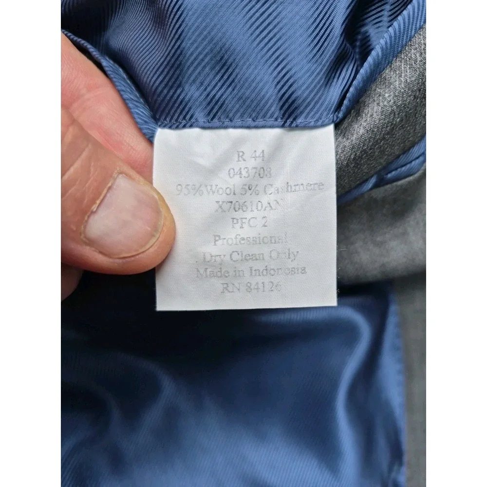 Paul Fredrick Mens Wool Cashmere Sports Coat 44R Gray 3 Button Blazer